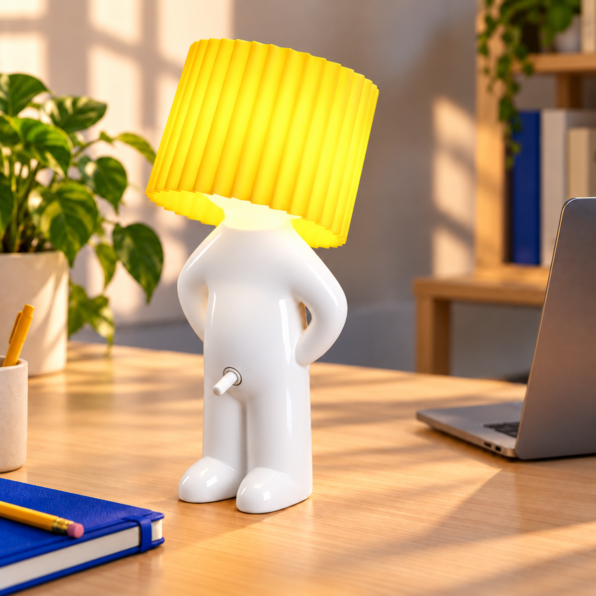 Pepe Pilas decorando un escritorio de madera