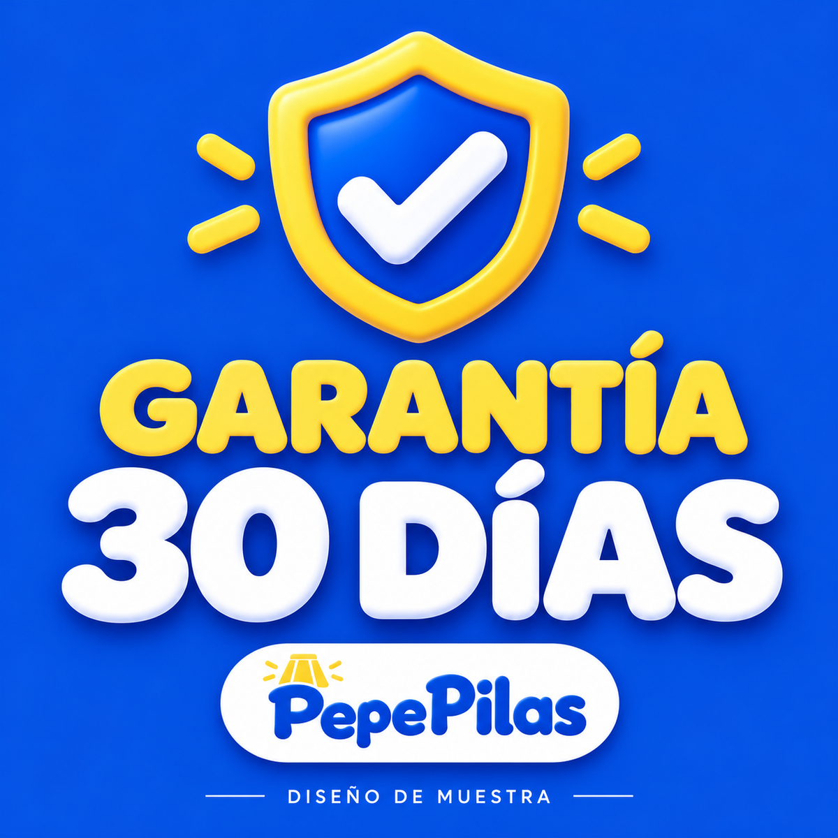 Diseño de muestra de garantía de 30 días de Pepe Pilas